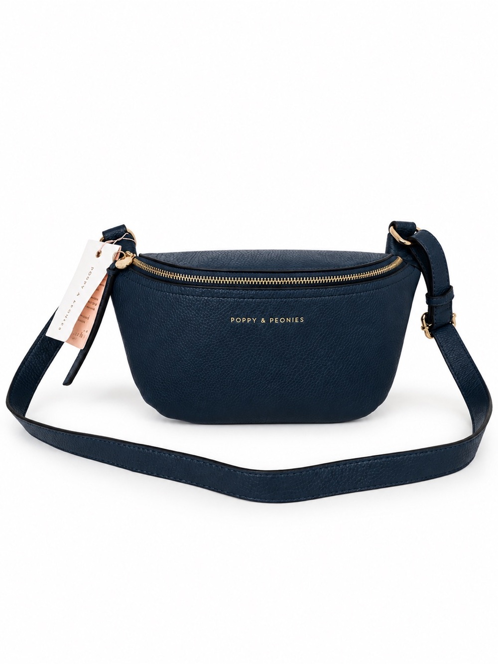 Poppy & Peonies The Sidekick Navy Crossbody Belt Bag NWT Vegan Leather - Picture 8 of 10